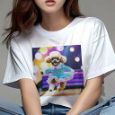 トイプードル Tシャツ レディース 犬ファン 半袖 春夏 犬柄 プリント カジュアル かわいい 人間用 個性派 ここだけのデザイン 面白 ドレス トイプードル ステージ ライト