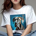 グレートデーン Tシャツ レディース 犬ファン 半袖 春夏 犬柄 プリント カジュアル かわいい 人間用 個性派 ここだけのデザイン 面白 疑問符 グレートデーン
