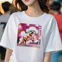 トイプードル Tシャツ レディース 犬ファン 半袖 春夏 犬柄 プリント カジュアル かわいい 人間用 個性派 ここだけのデザイン 面白 ドット柄 トイプードル ワンピース