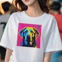 ラブラドールレトリバー Tシャツ レディース 犬ファン 半袖 春夏 犬柄 プリント カジュアル かわいい 人間用 個性派 ここだけのデザイン 面白 疑問符 ラブ...