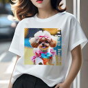 シーズー Tシャツ レディース 犬ファン 半袖 春夏 犬柄 プリント カジュアル かわいい 人間用 個性派 ここだけのデザイン 面白 リボン シーズー ドット