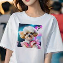 マルチーズ Tシャツ レディース 犬ファン 半袖 春夏 犬柄 プリント カジュアル かわいい 人間用 個性派 ここだけのデザイン 面白 リボン マルチーズ ドレ...