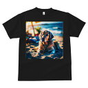 ゴールデンレトリバー Tシャツ メンズ キッズ 犬ファン 半袖 春夏 犬柄 プリント カジュアル かわいい 人間用 個性派 ここだけのデザイン 面白 ビーチ ゴールデンレトリバー 海 夏 リラックス