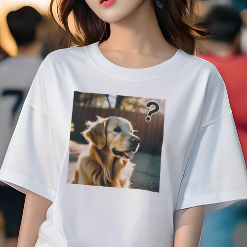 ゴールデンレトリバー Tシャツ レディース 犬ファン 半袖 春夏 犬柄 プリント カジュアル かわいい 人間用 個性派 ここだけのデザイン 面白 ゴールデンレトリバー