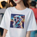 ゴールデンレトリバー Tシャツ レディース 犬ファン 半袖 春夏 犬柄 プリント カジュアル かわいい 人間用 個性派 ここだけのデザイン 面白 サングラス ゴ...