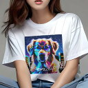 ゴールデンレトリバー Tシャツ レディース 犬ファン 半袖 春夏 犬柄 プリント カジュアル かわいい 人間用 個性派 ここだけのデザイン 面白 メガネ ゴール...