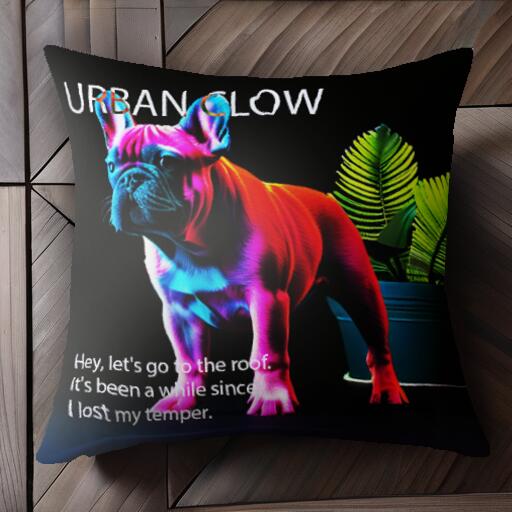 ネオン フレンチブルドッグ 観葉植物 クッションカバー 45×45cm アニマル柄 おしゃれ 可愛い クッショ..