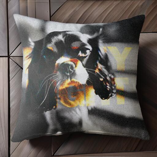 キャバリア クッションカバー 45×45cm アニマル柄 おしゃれ 可愛い クッション本体付き 正方形 犬ファン