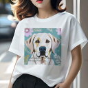 ラブラドールレトリバー Tシャツ レディース 犬ファン 半袖 春夏 犬柄 プリント カジュアル かわいい 人間用 個性派 ここだけのデザイン 面白 花 ラブラド...