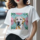 ラブラドールレトリバー Tシャツ レディース 犬ファン 半袖 春夏 犬柄 プリント カジュアル かわいい 人間用 個性派 ここだけのデザイン 面白 花柄 ラブラ...