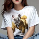 フレンチブルドッグ Tシャツ レディース 犬ファン 半袖 春夏 犬柄 プリント カジュアル かわいい 人間用 個性派 ここだけのデザイン 面白 タキシード フレ...