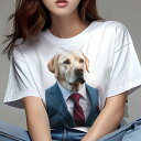 ラブラドールレトリバー Tシャツ レディース 犬ファン 半袖 春夏 犬柄 プリント カジュアル かわいい 人間用 個性派 ここだけのデザイン 面白 スーツ ラブ...