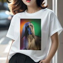 アフガンハウンド Tシャツ レディース 犬ファン 半袖 春夏 犬柄 プリント カジュアル かわいい 人間用 個性派 ここだけのデザイン 面白 アフガンハウンド