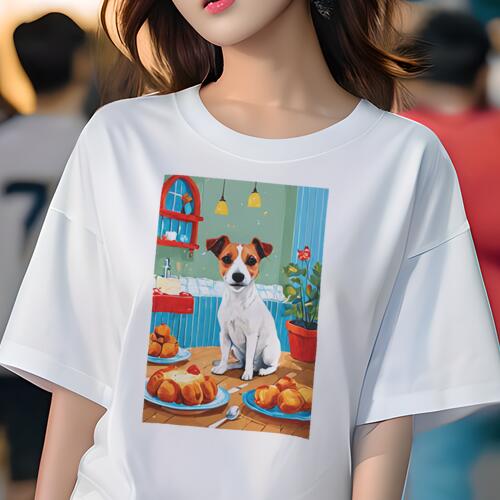 ジャックラッセルテリア Tシャツ レディース 犬ファン 半袖 春夏 犬柄 プリント カジュアル かわいい ..