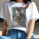 フレンチブルドッグ Tシャツ レディース 犬ファン 半袖 春夏 犬柄 プリント カジュアル かわいい 人間用 個性派 ここだけのデザイン 面白 雨 フレンチブル...