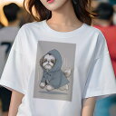 シーズー Tシャツ レディース 犬ファン 半袖 春夏 犬柄 プリント カジュアル かわいい 人間用 個性派 ここだけのデザイン 面白 雨 シーズー レインコート...