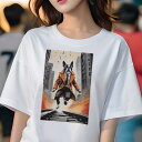 ボストンテリア Tシャツ レディース 犬ファン 半袖 春夏 犬柄 プリント カジュアル かわいい 人間用 個性派 ここだけのデザイン 面白 都市 ボストンテリア...