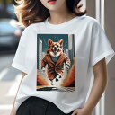 コーギー Tシャツ レディース 犬ファン 半袖 春夏 犬柄 プリント カジュアル かわいい 人間用 個性派 ここだけのデザイン 面白 都市 コーギー コート フ...