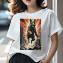 ジャーマンシェパード Tシャツ レディース 犬ファン 半袖 春夏 犬柄 プリント カジュアル かわいい 人間用 個性派 ここだけのデザイン 面白 スーパーヒーロ...