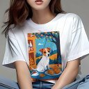 ジャックラッセルテリア Tシャツ レディース 犬ファン 半袖 春夏 犬柄 プリント カジュアル かわいい 人間用 個性派 ここだけのデザイン 面白 ティーカップ...