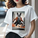 ボストンテリア Tシャツ レディース 犬ファン 半袖 春夏 犬柄 プリント カジュアル かわいい 人間用 個性派 ここだけのデザイン 面白 コート ボストンテリ...