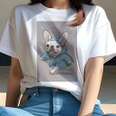 フレンチブルドッグ Tシャツ レディース 犬ファン 半袖 春夏 犬柄 プリント カジュアル かわいい 人間用 個性派 ここだけのデザイン 面白 雨 フレンチブル...