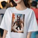 ジャーマンシェパードドッグ Tシャツ レディース 犬ファン 半袖 春夏 犬柄 プリント カジュアル かわいい 人間用 個性派 ここだけのデザイン 面白 コート ...