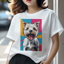 ヨークシャーテリア Tシャツ レディース 犬ファン 半袖 春夏 犬柄 プリント カジュアル かわいい 人間用 個性派 ここだけのデザイン 面白 ポップアート ヨ...