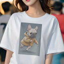 フレンチブルドッグ Tシャツ レディース 犬ファン 半袖 春夏 犬柄 プリント カジュアル かわいい 人間用 個性派 ここだけのデザイン 面白 レインコート フ...