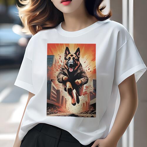ジャーマンシェパード Tシャツ レディース 犬ファン 半袖 春夏 犬柄 プリント カジュアル かわいい 人..