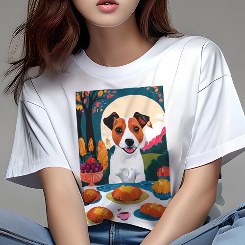 ジャックラッセルテリア Tシャツ レディース 犬ファン 半袖 春夏 犬柄 プリント カジュアル かわいい ..