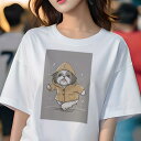 シーズー Tシャツ レディース 犬ファン 半袖 春夏 犬柄 プリント カジュアル かわいい 人間用 個性派 ここだけのデザイン 面白 レインコート シーズー 雨