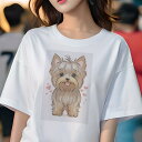 ヨークシャーテリア Tシャツ レディース 犬ファン 半袖 春夏 犬柄 プリント カジュアル かわいい 人間用 個性派 ここだけのデザイン 面白 ハート ヨークシ...