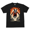 ボストンテリア Tシャツ メンズ キッズ 犬ファン 半袖 春夏 犬柄 プリント カジュアル かわいい 人間用 個性派 ここだけのデザイン 面白 スーパーヒーロー...