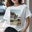 ボストンテリア Tシャツ レディース 犬ファン 半袖 春夏 犬柄 プリント カジュアル かわいい 人間用 個性派 ここだけのデザイン 面白 ビーチ ボストンテリ...