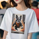 ボストンテリア Tシャツ レディース 犬ファン 半袖 春夏 犬柄 プリント カジュアル かわいい 人間用 個性派 ここだけのデザイン 面白 スーツ ボストンテリ...