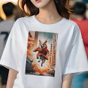 コーギー Tシャツ レディース 犬ファン 半袖 春夏 犬柄 プリント カジュアル かわいい 人間用 個性派 ここだけのデザイン 面白 爆発 コーギー 街並み コ...