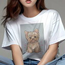 ヨークシャーテリア Tシャツ レディース 犬ファン 半袖 春夏 犬柄 プリント カジュアル かわいい 人間用 個性派 ここだけのデザイン 面白 ハート ヨークシ...