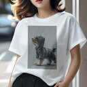 ヨークシャーテリア Tシャツ レディース 犬ファン 半袖 春夏 犬柄 プリント カジュアル かわいい 人間用 個性派 ここだけのデザイン 面白 雨 ヨークシャー...