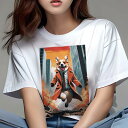 コーギー Tシャツ レディース 犬ファン 半袖 春夏 犬柄 プリント カジュアル かわいい 人間用 個性派 ここだけのデザイン 面白 コート コーギー ネクタイ...