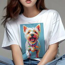 ヨークシャーテリア Tシャツ レディース 犬ファン 半袖 春夏 犬柄 プリント カジュアル かわいい 人間用 個性派 ここだけのデザイン 面白 ポップアート ヨ...