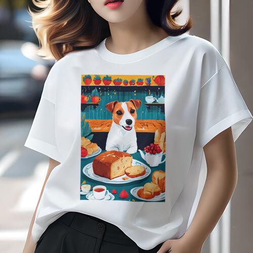 ジャックラッセルテリア Tシャツ レディース 犬ファン 半袖 春夏 犬柄 プリント カジュアル かわいい ..