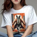 ボストンテリア Tシャツ レディース 犬ファン 半袖 春夏 犬柄 プリント カジュアル かわいい 人間用 個性派 ここだけのデザイン 面白 スーツ ボストンテリ...