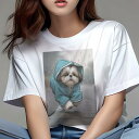 シーズー Tシャツ レディース 犬ファン 半袖 春夏 犬柄 プリント カジュアル かわいい 人間用 個性派 ここだけのデザイン 面白 雨 シーズー レインコート