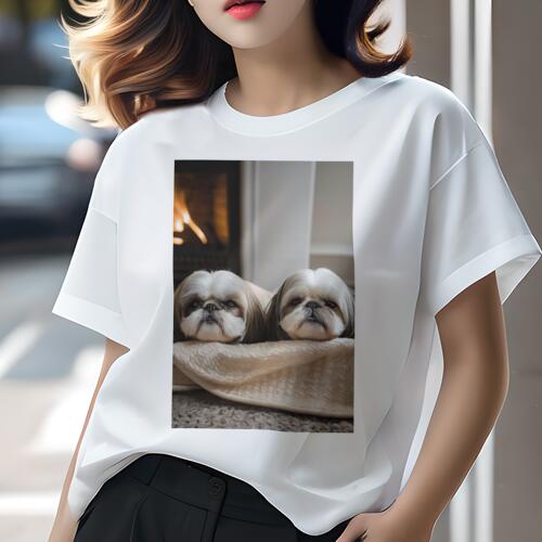 シーズー Tシャツ レディース 犬ファン 半袖 春夏 犬柄 プリント カジュアル かわいい 人間用 個性派 ..