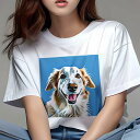 ゴールデンレトリバー Tシャツ レディース 犬ファン 半袖 春夏 犬柄 プリント カジュアル かわいい 人間用 個性派 ここだけのデザイン 面白 ゴールデンレト...