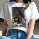 柴犬 Tシャツ レディース 犬ファン 半袖 春夏 犬柄 プリント カジュアル かわいい 人間用 個性派 ここだけのデザイン 面白 暖炉 柴犬 窓 ブランケット