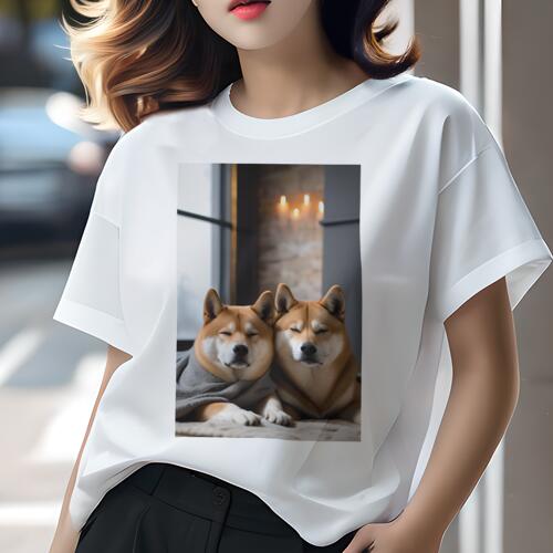 柴犬 Tシャツ レディース 犬ファン 半袖 春夏 犬柄 プリント カジュアル かわいい 人間用 個性派 ここ..