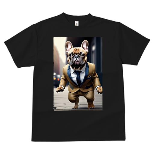 ブルー：青ホワイト：白ベージュ：茶色イエロー：黄色ライトピンク：桃色オートミール：グレー：灰 プリント クルーネック 大人カジュアル ペアTシャツ 親子ペアルック アニマル柄 ダンス 練習 運動 40代 30代 50代スーツ フレンチブルドッグ ネクタイ