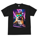 柴犬 Tシャツ メンズ キッズ 犬ファン 半袖 春夏 犬柄 プリント カジュアル かわいい 人間用 個性派 ここだけのデザイン 面白 DJ 柴犬 ヘッドホン サングラス ネオン